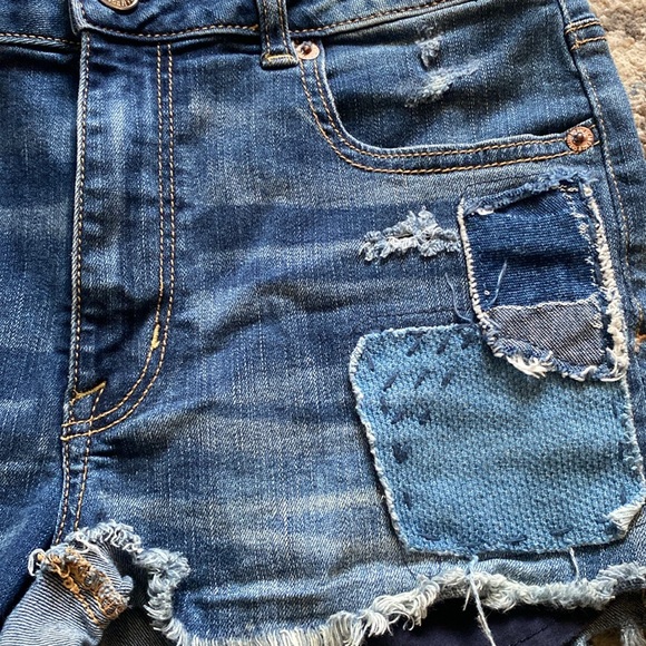 AE Patchwork Distressed Denim Shorts - Picture 3 of 5